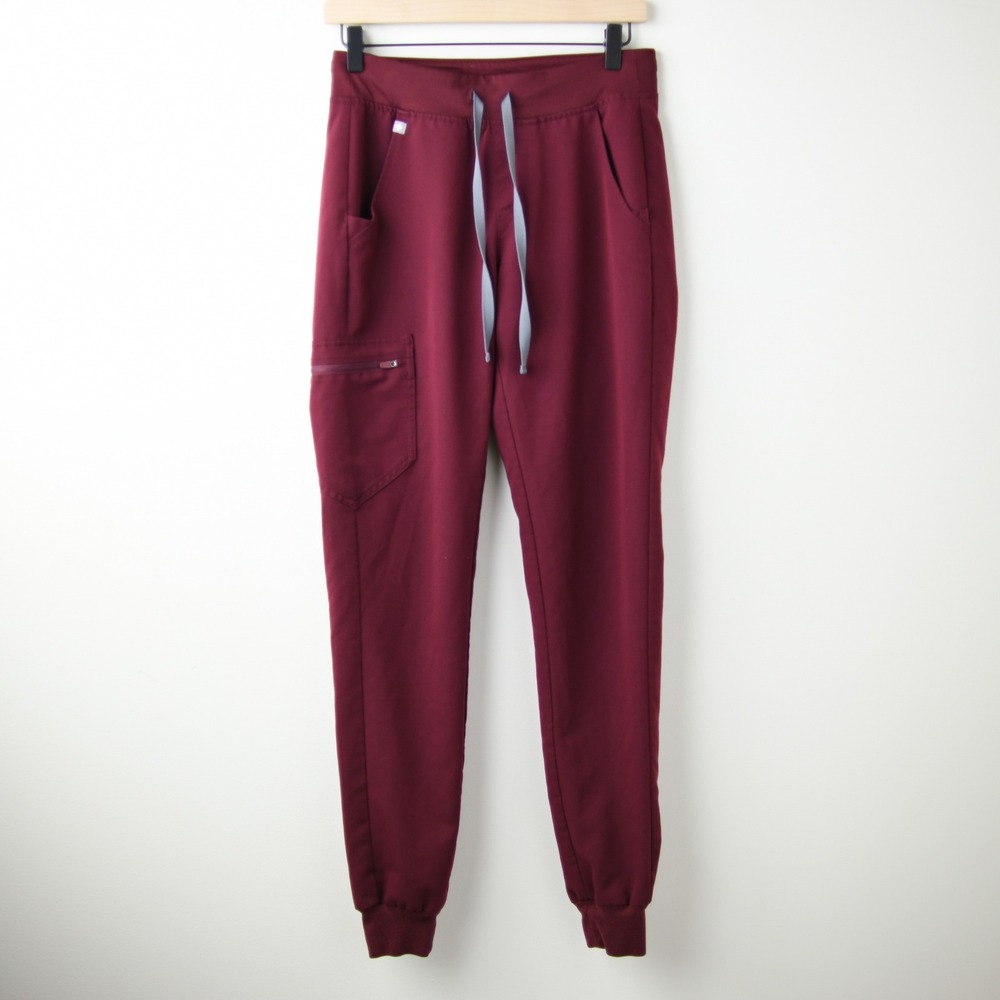 FIGS Zamora Pants Joggers Womens XS / T Burgundy High-Waisted PO 1645 W18SW2005T